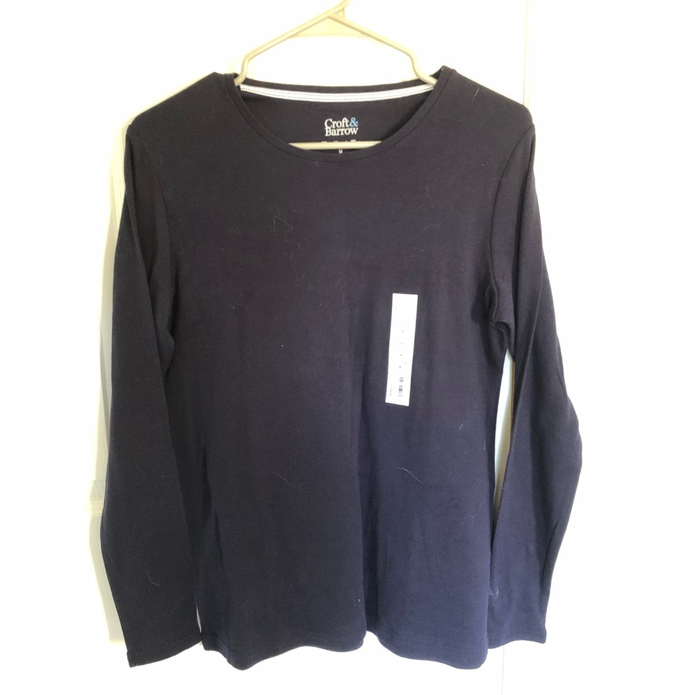 NWT Croft & Barrow Navy Crew Neck Long Sleeve T-Shirt